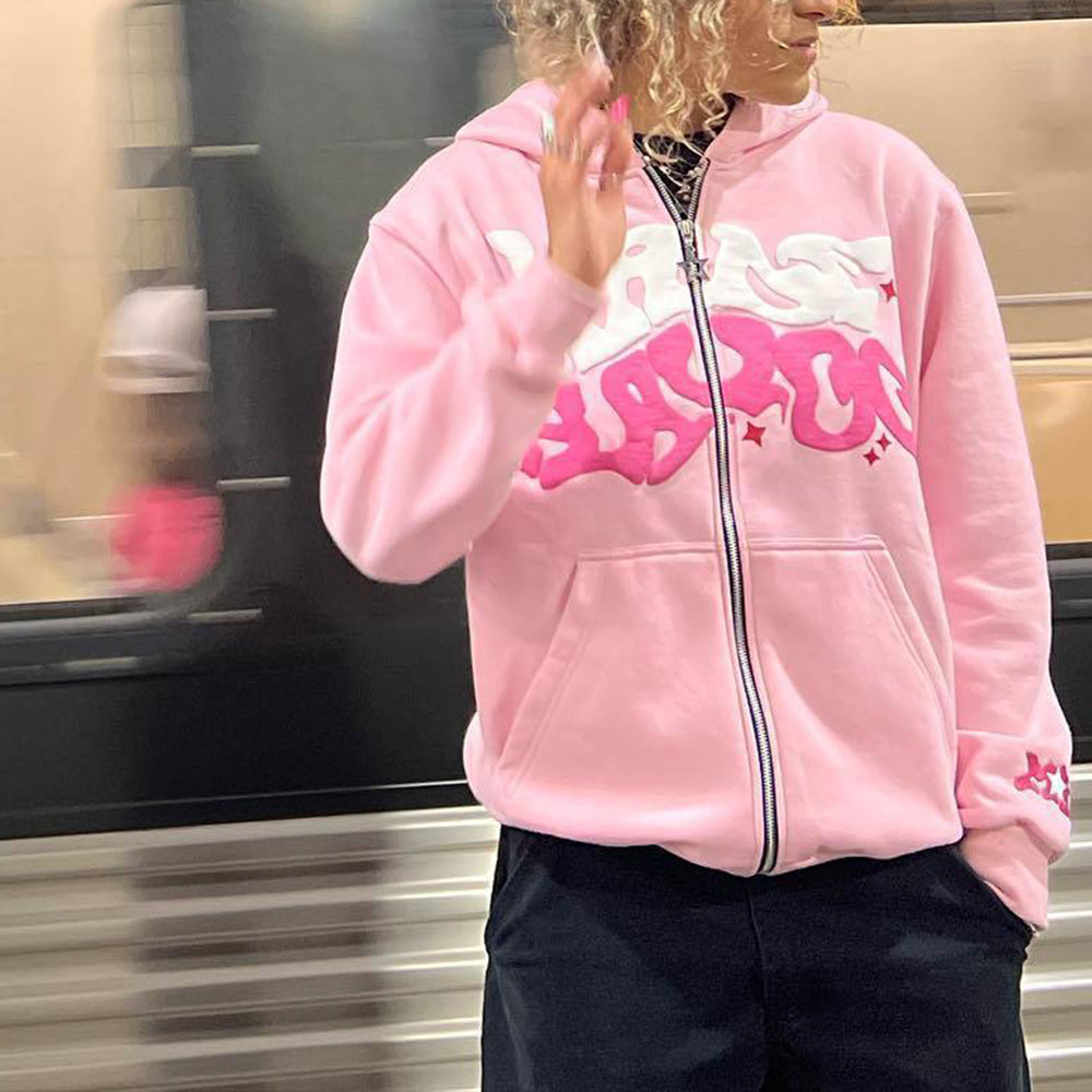 Aule Zip Letter Hoodie