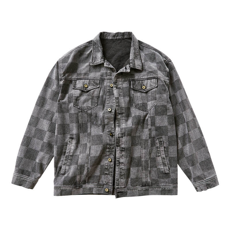 Aule Denim Plaid Men Jacket