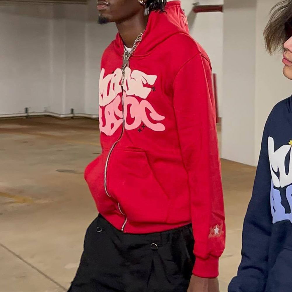 Aule Zip Letter Hoodie