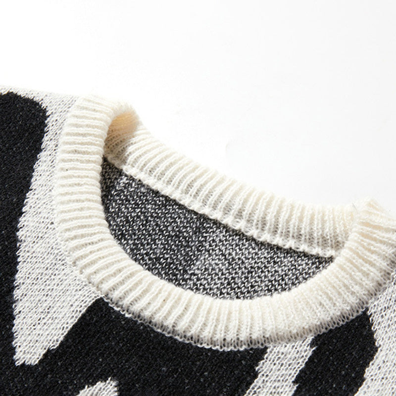 Aule Colorblock Letter Sweater