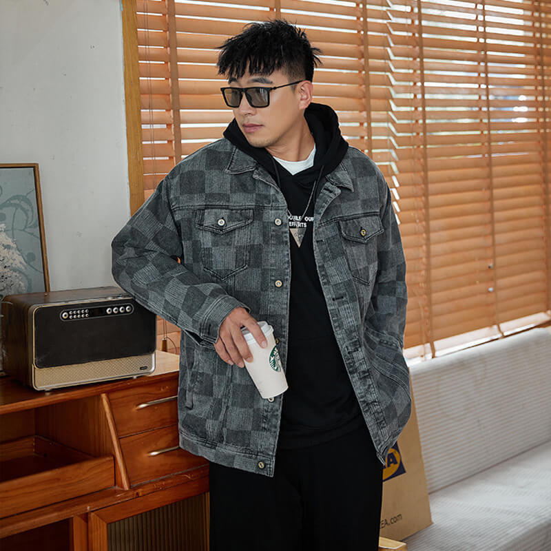 Aule Denim Plaid Men Jacket