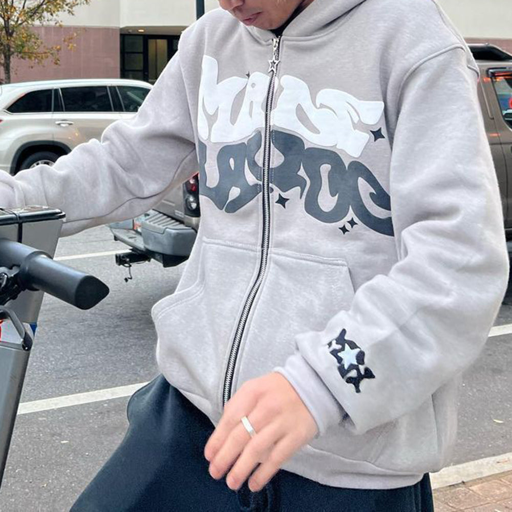 Aule Zip Letter Hoodie