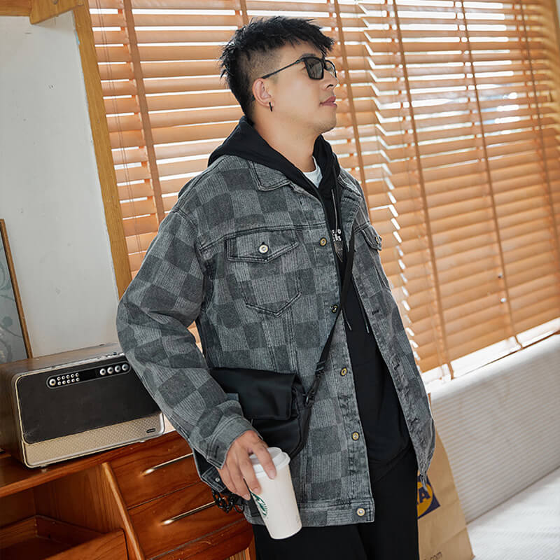 Aule Denim Plaid Men Jacket