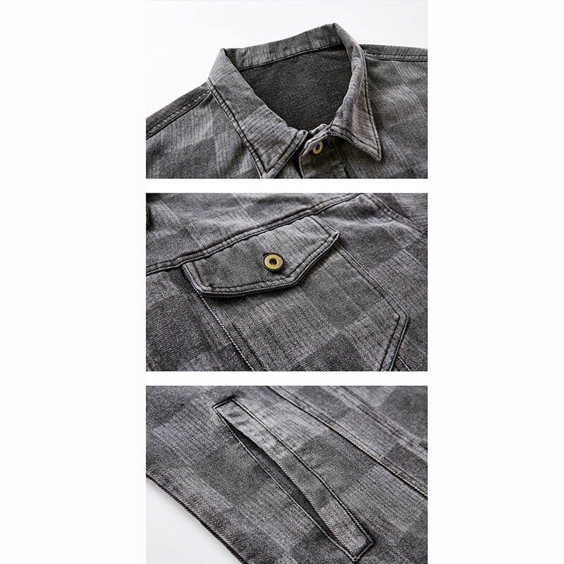 Aule Denim Plaid Men Jacket