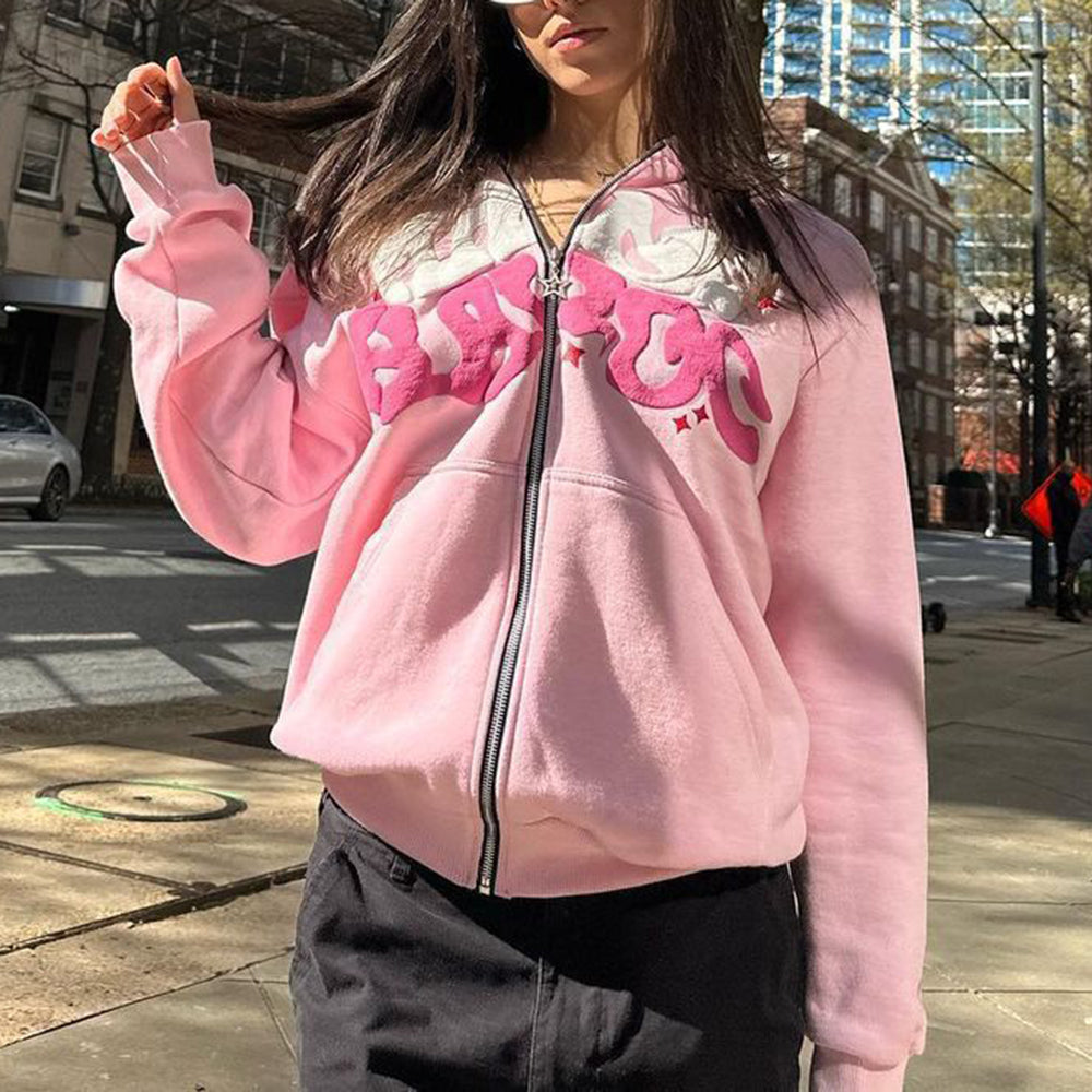 Aule Zip Letter Hoodie