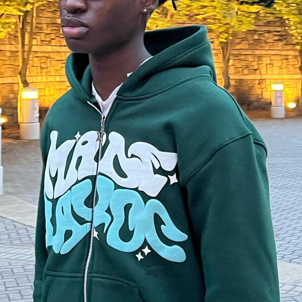 Aule Zip Letter Hoodie
