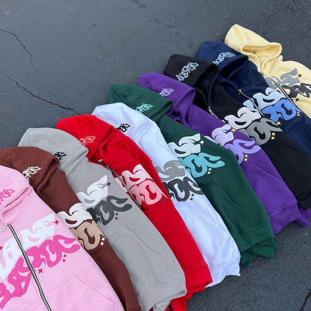 Aule Zip Letter Hoodie