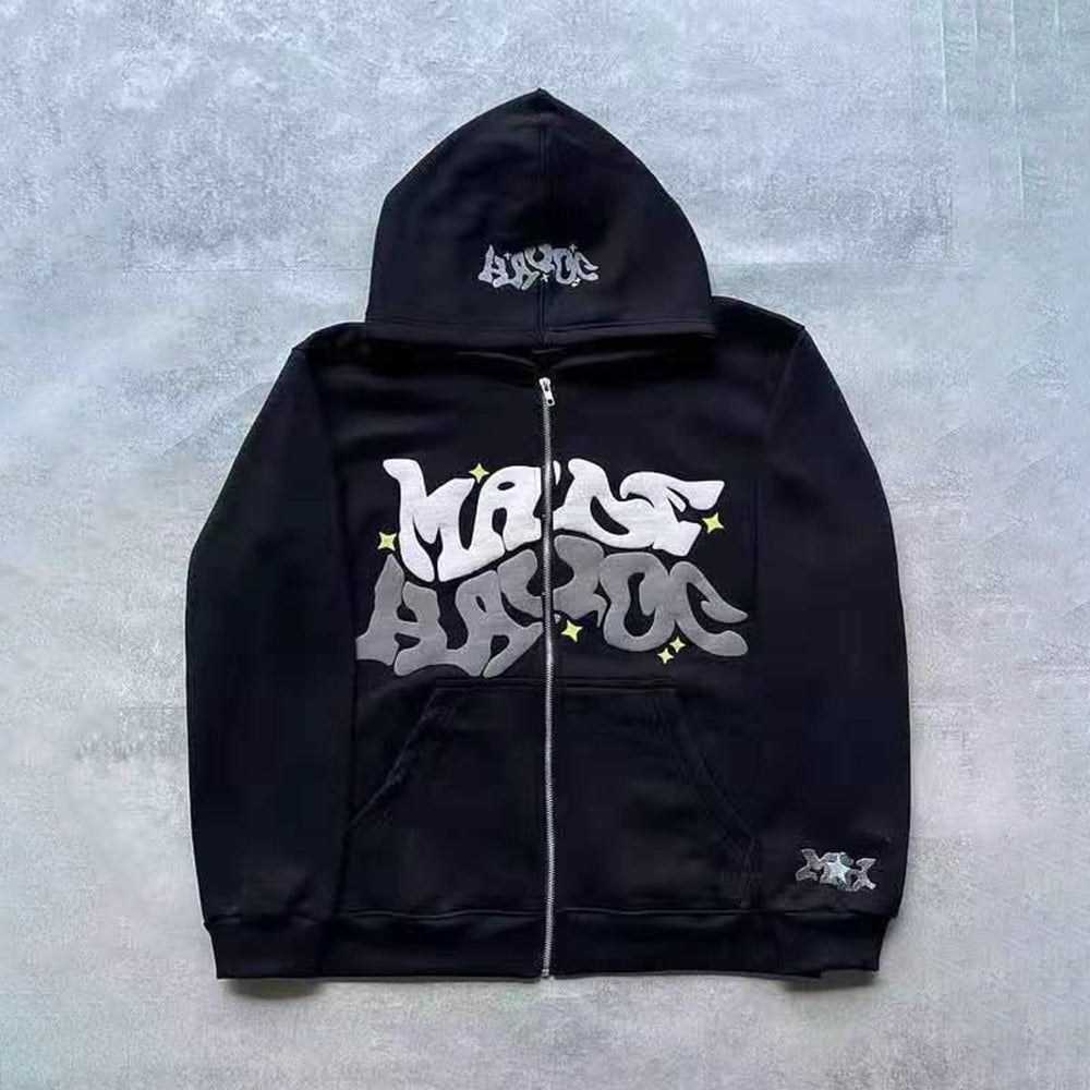 Aule Zip Letter Hoodie