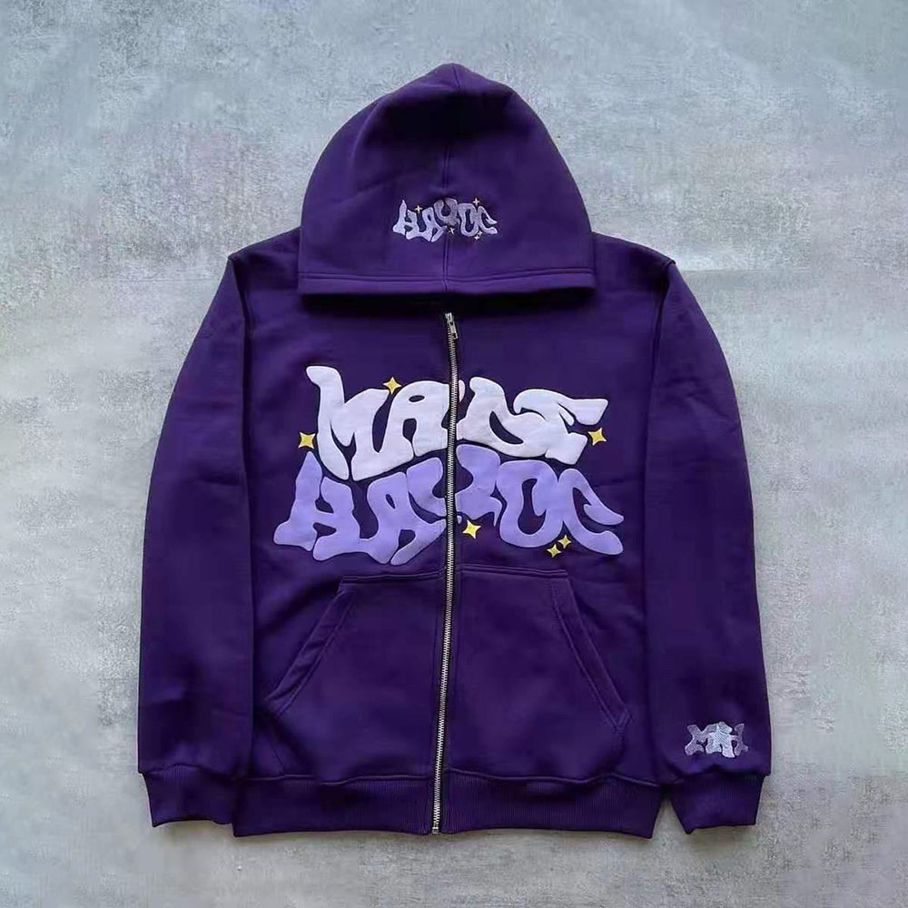 Aule Zip Letter Hoodie