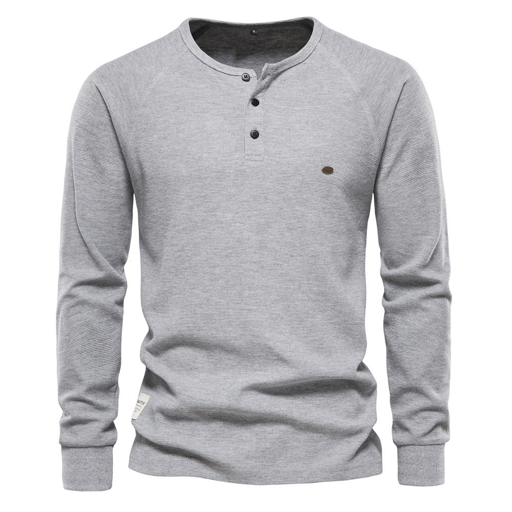 Waffle Grid Solid Color Sweater