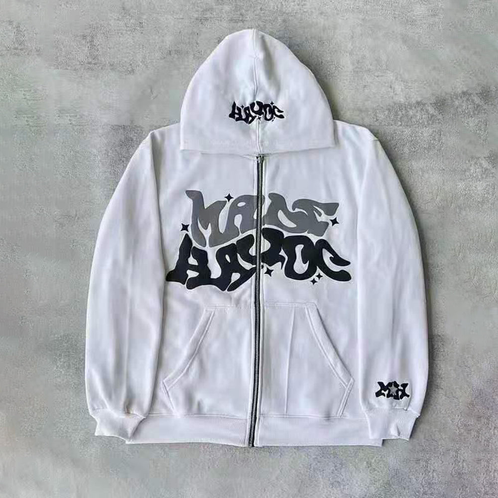 Aule Zip Letter Hoodie