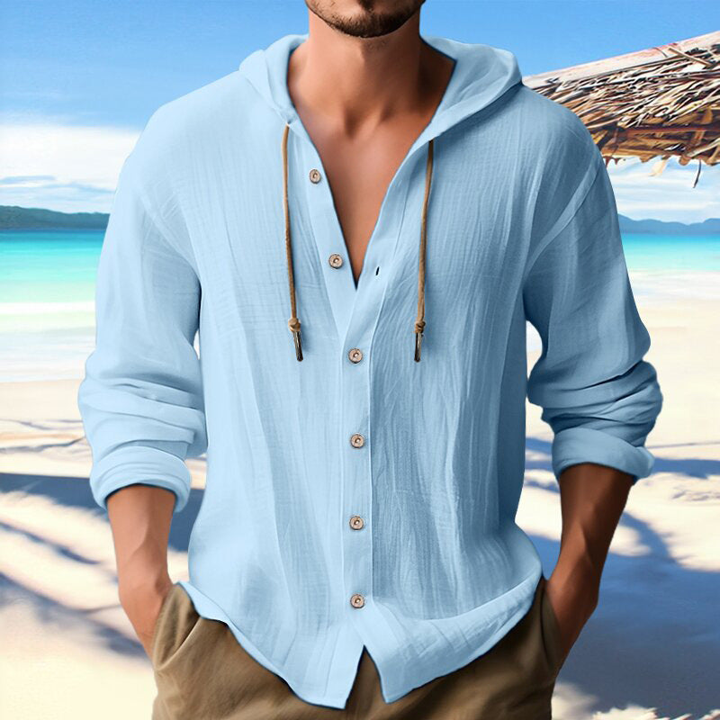 Aule Linen Button Down Hoodie