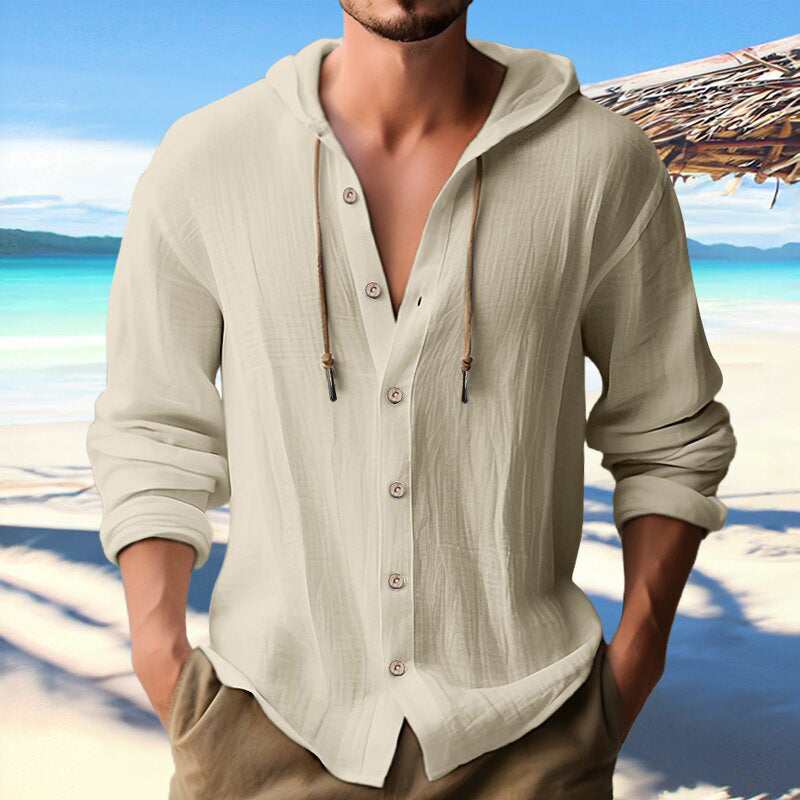 Aule Linen Button Down Hoodie