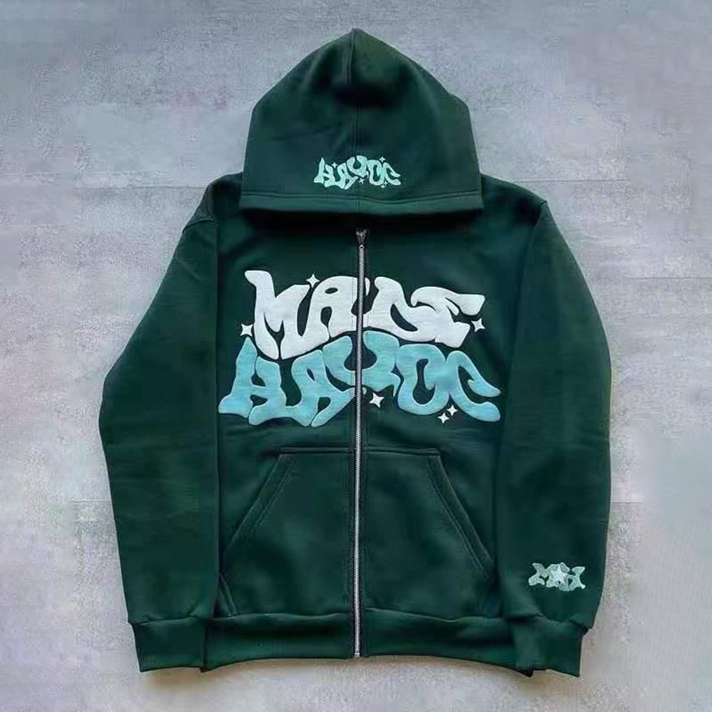 Aule Zip Letter Hoodie