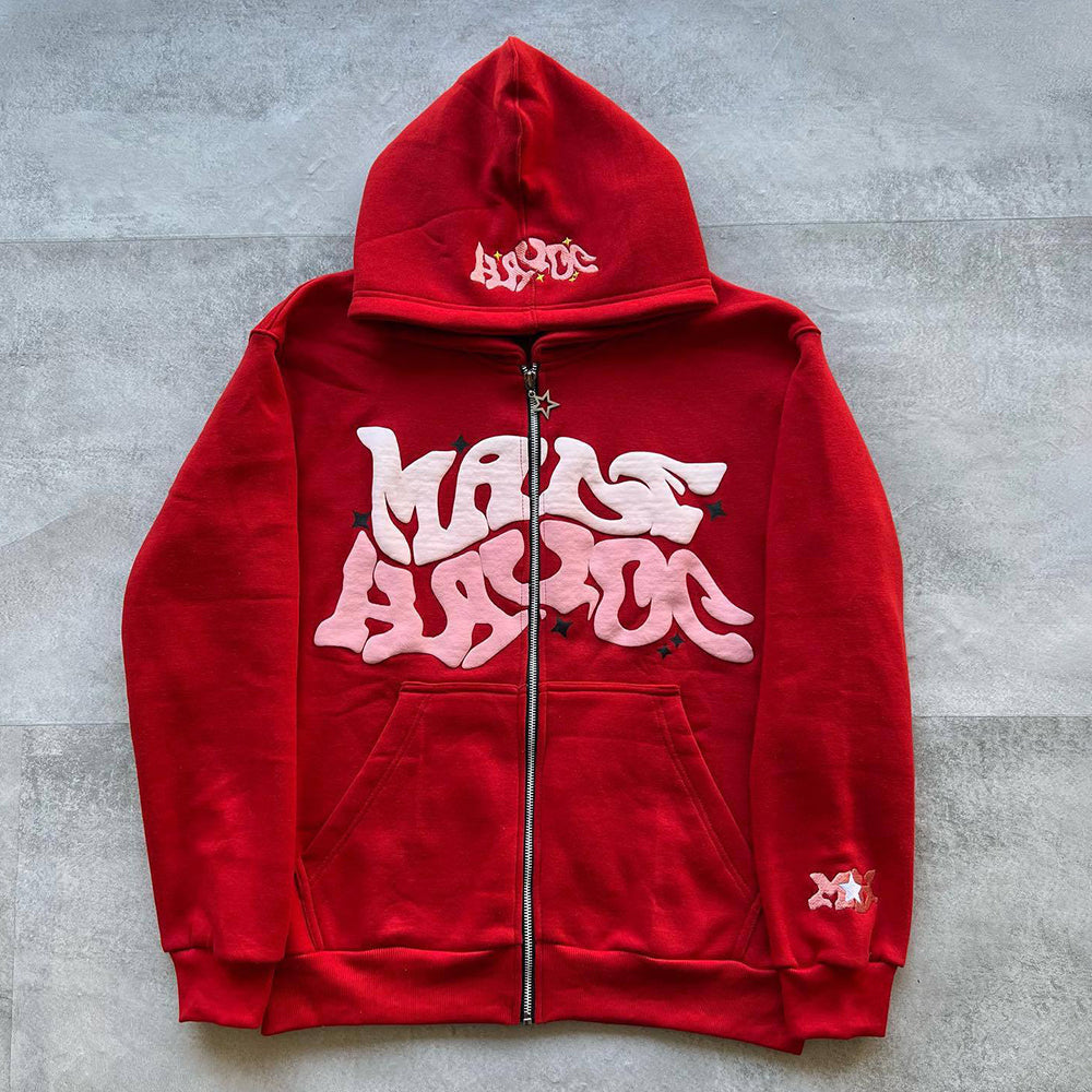 Aule Zip Letter Hoodie