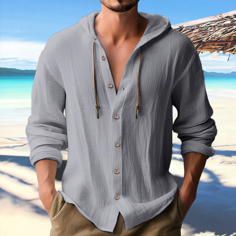 Aule Linen Button Down Hoodie