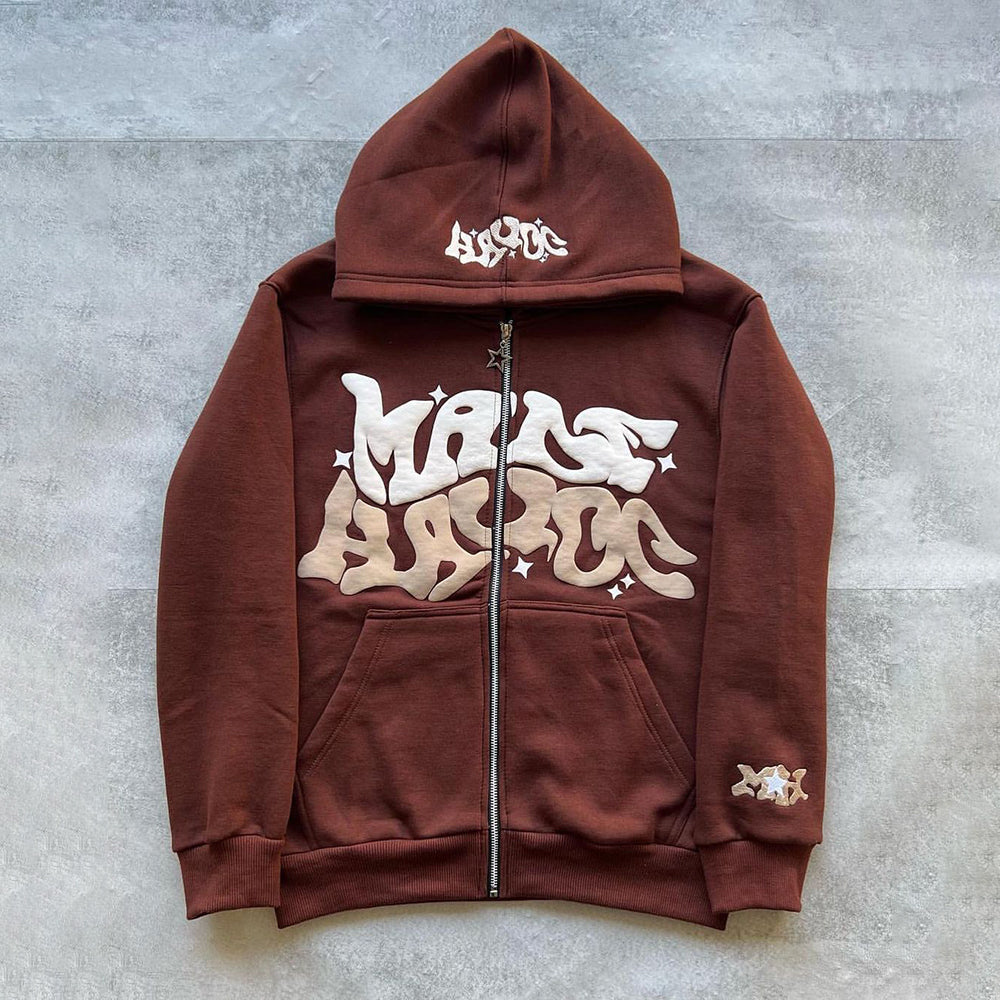 Aule Zip Letter Hoodie