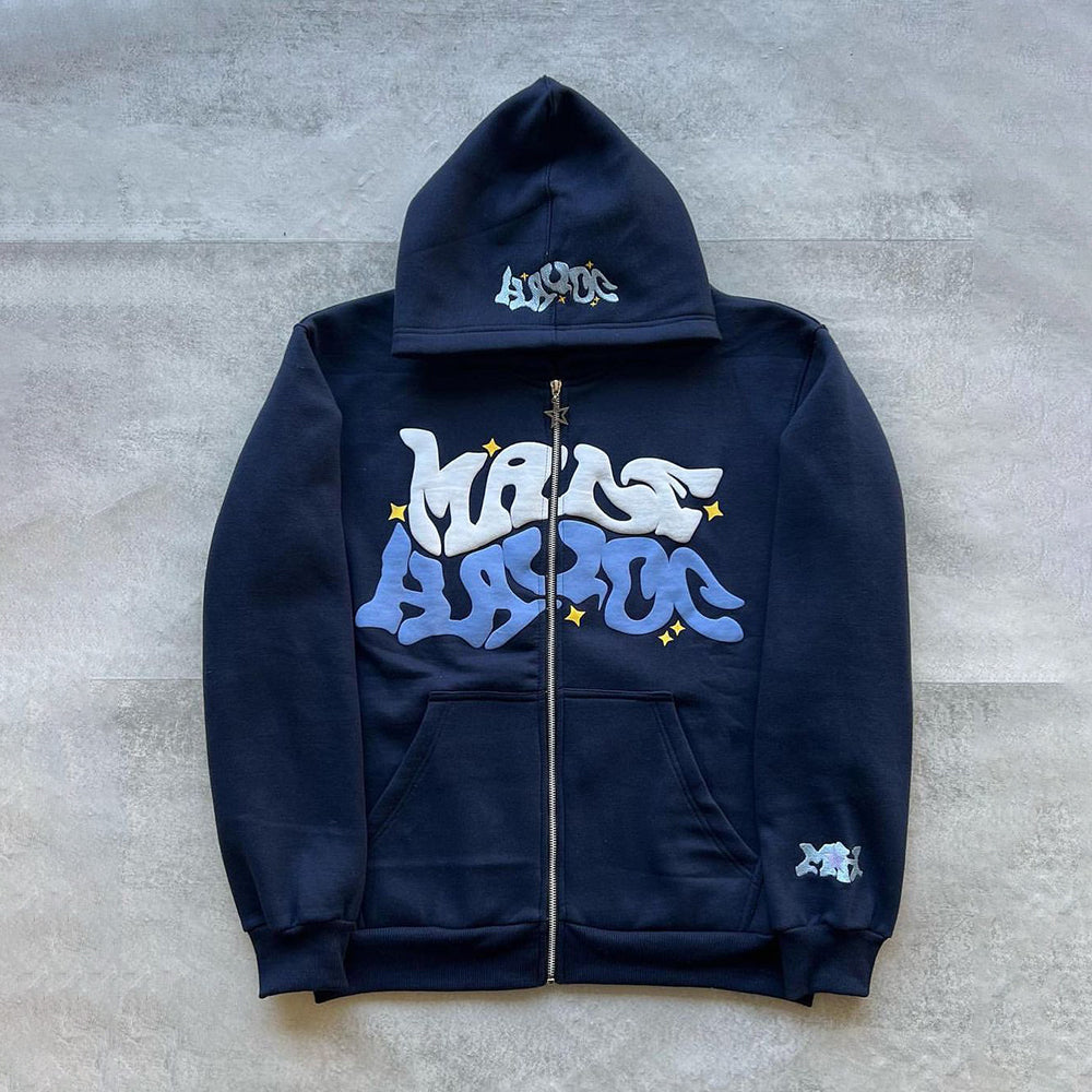 Aule Zip Letter Hoodie