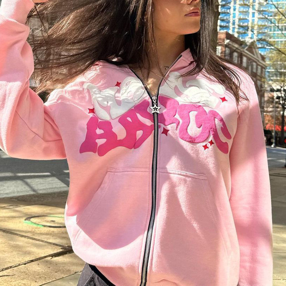 Aule Zip Letter Hoodie