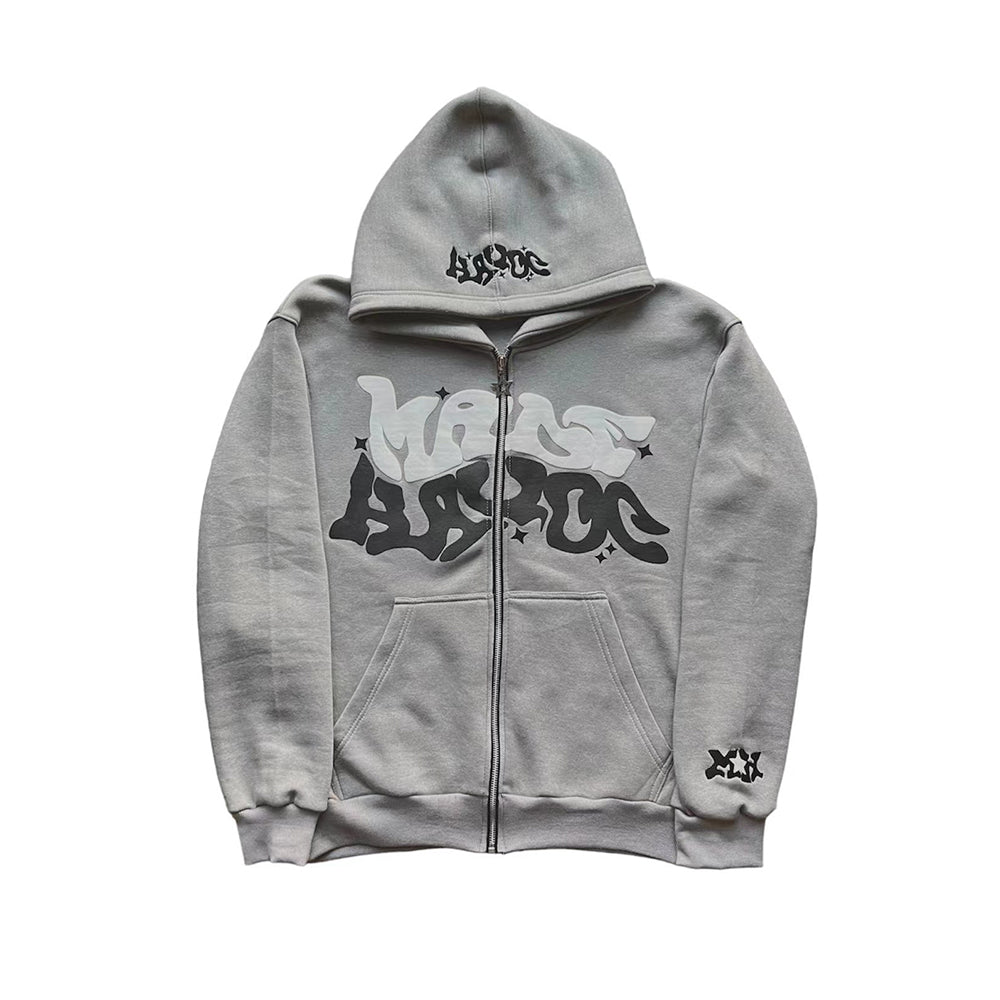 Aule Zip Letter Hoodie