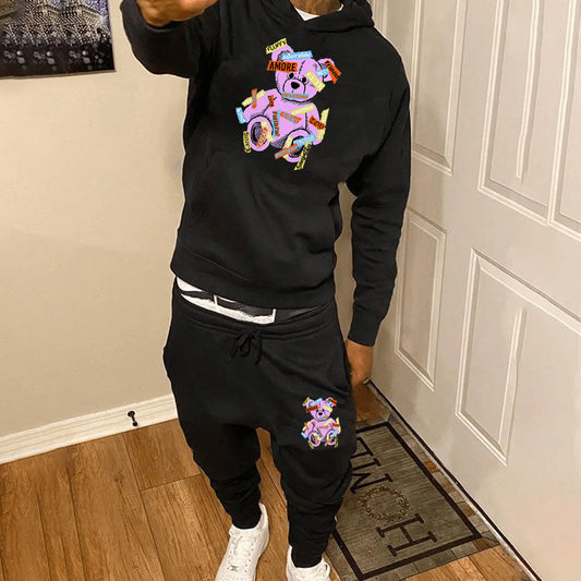 Aule Cartoon Bear Hoodie Set