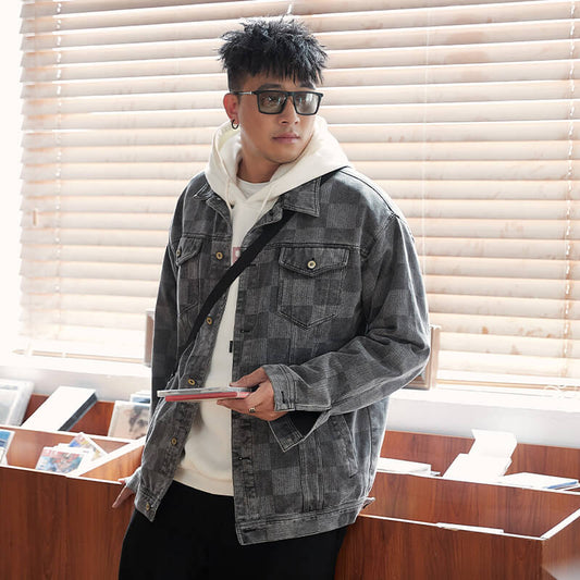 Aule Denim Plaid Men Jacket