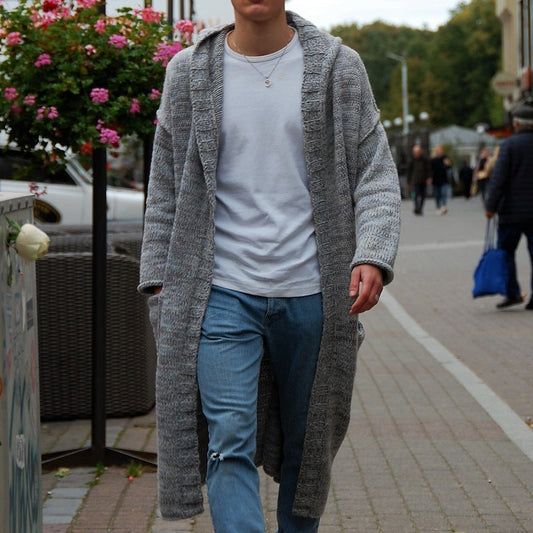 Aule Hooded Knit Long Cardigan