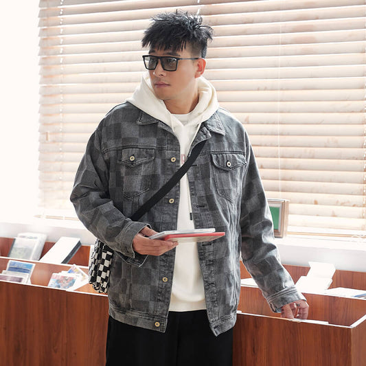 Aule Denim Plaid Men Jacket