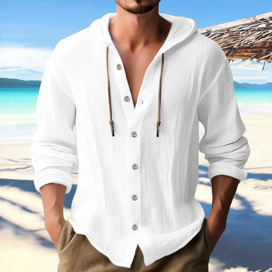 Aule Linen Button Down Hoodie