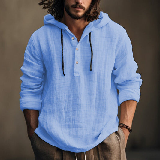 Aule Cotton Linen Button Hoodie
