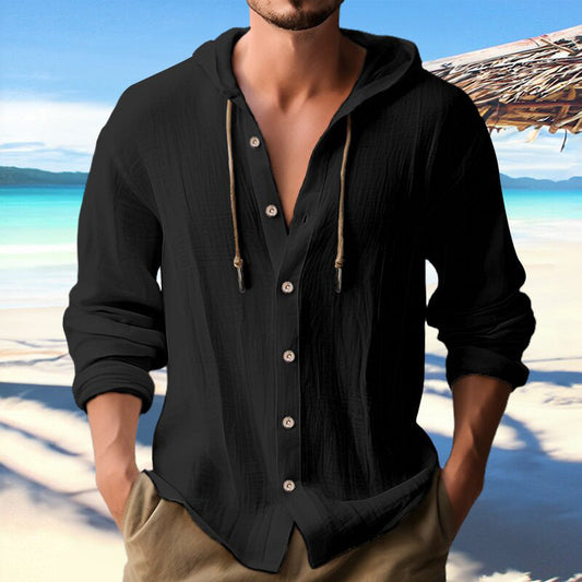 Aule Linen Button Down Hoodie